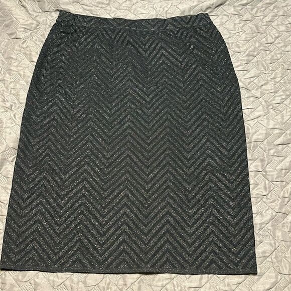 Ming Wang black stretch chevron pencil skirt MP - Picture 1 of 3